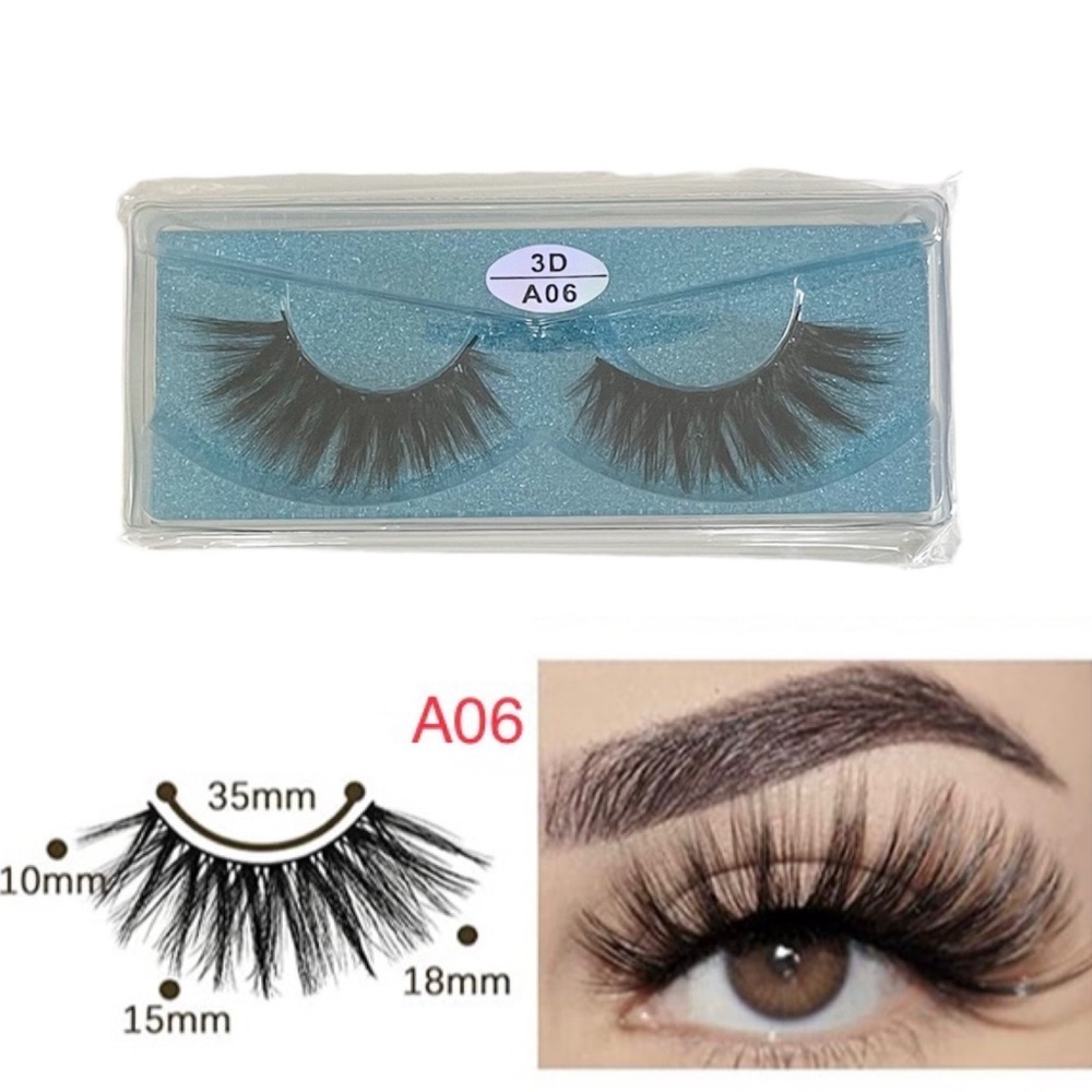 Vegan Faux Mink 3D Light-weight False Volume Eyelashes Style A06 (Lashes only)